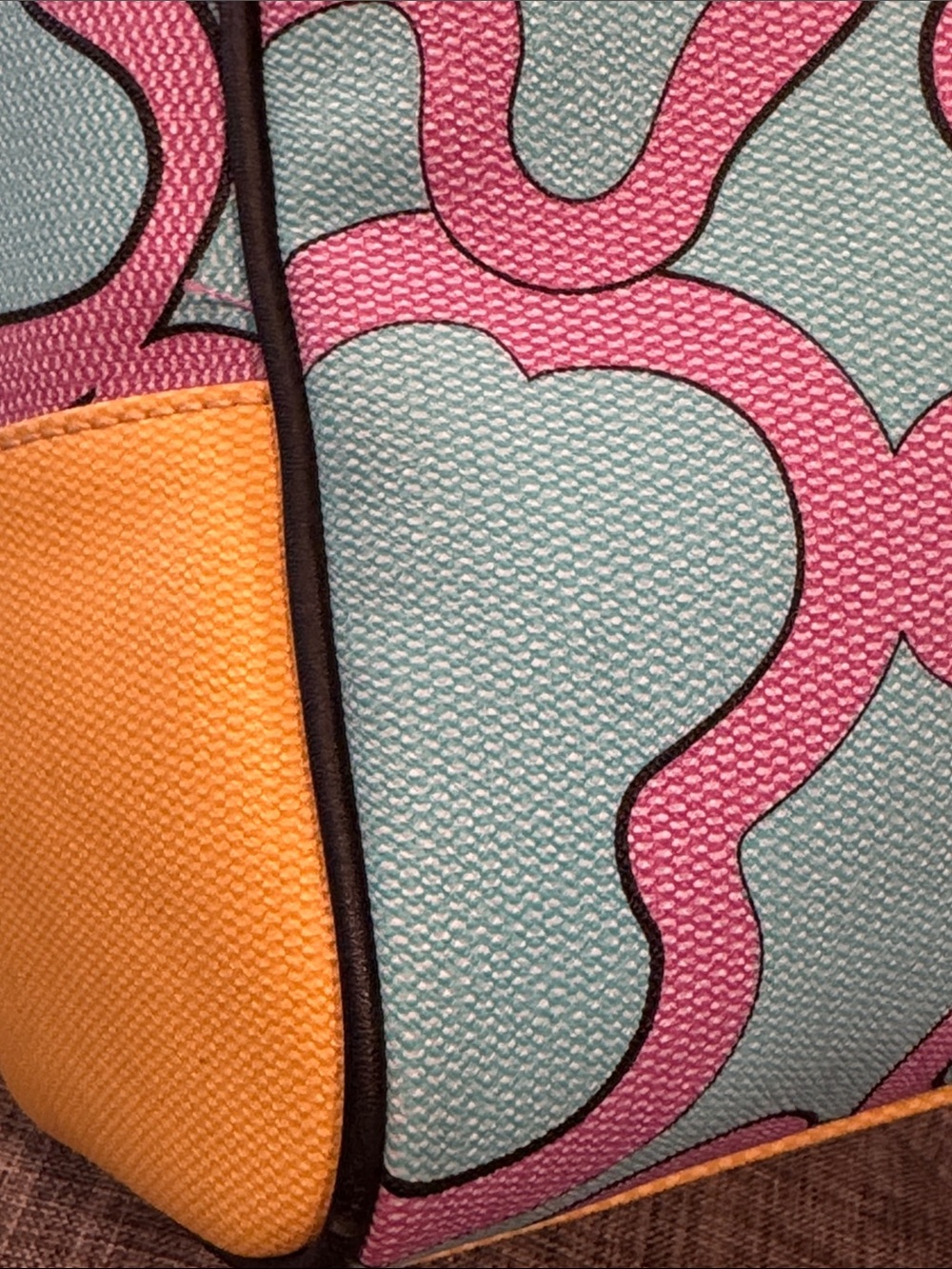 TOUS Bag Celeste Aqua Blue & Pink Patterned Satchel Bag - Picture 16 of 17